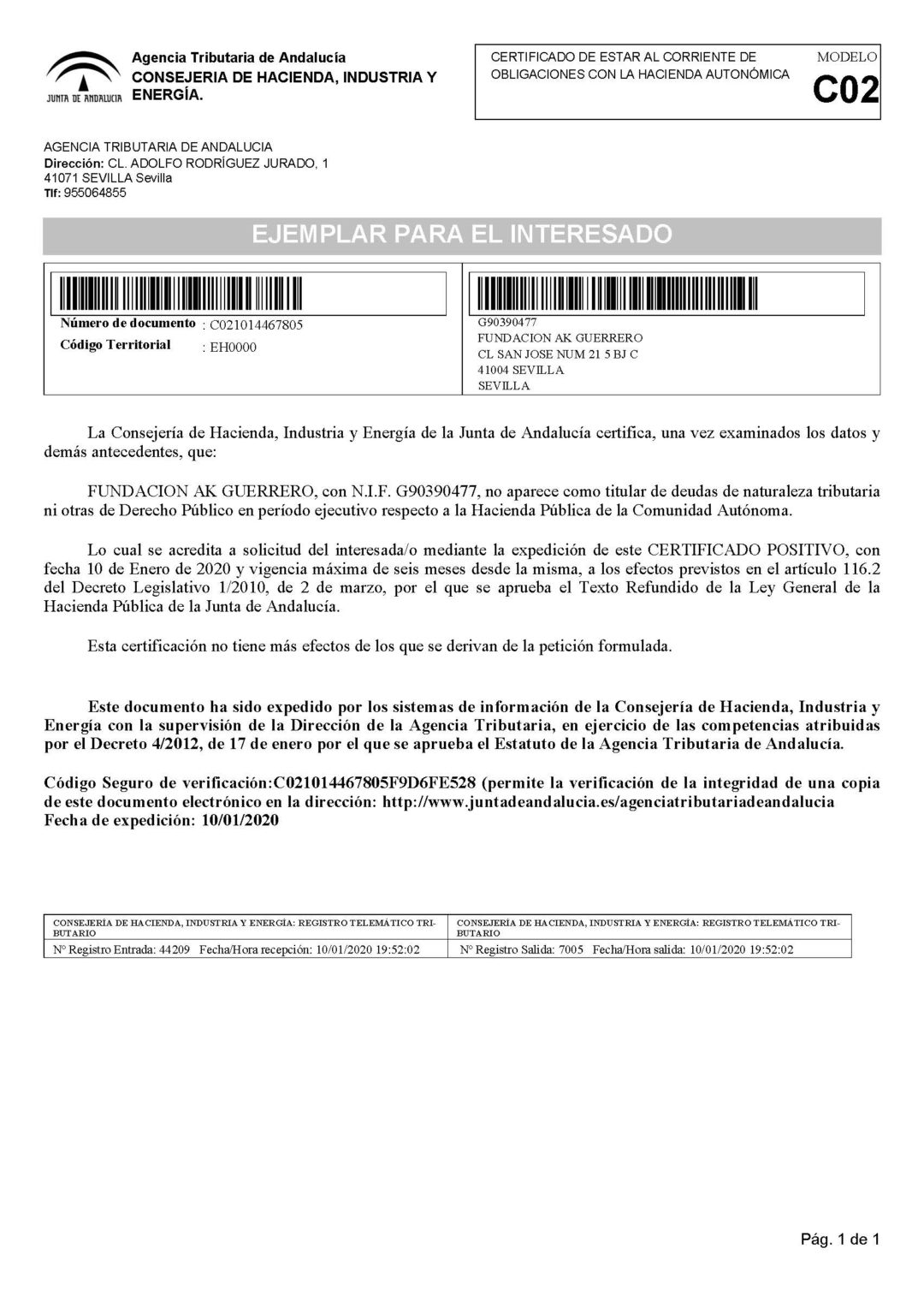 Estamos al corriente de pago con