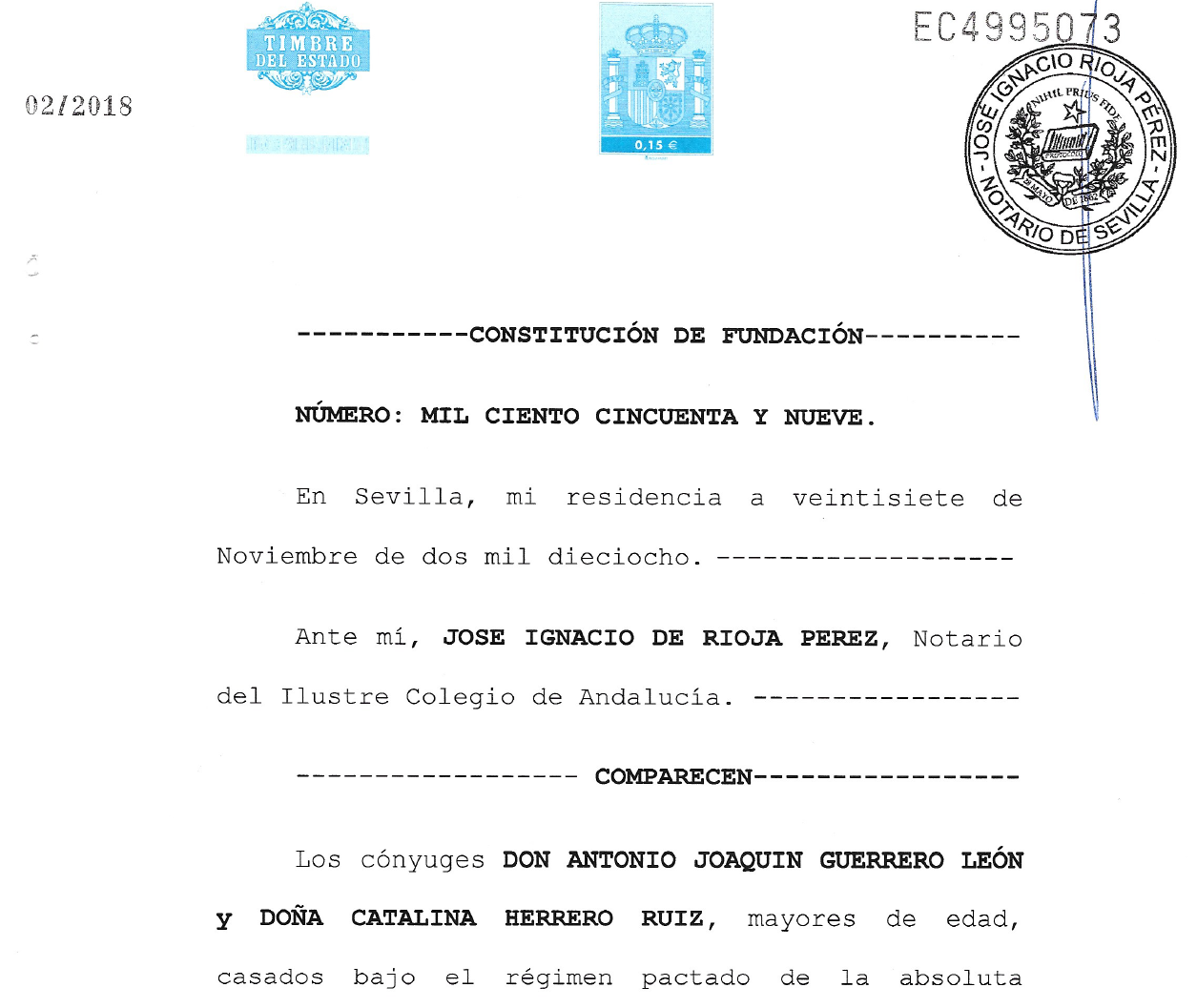 Constitución De La Fundación Fundación Antonio Guerrero